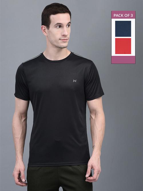 men pack of 3 solid regular fit short sleeves sports t-shirts - 21578260 - Very Small Image - 1