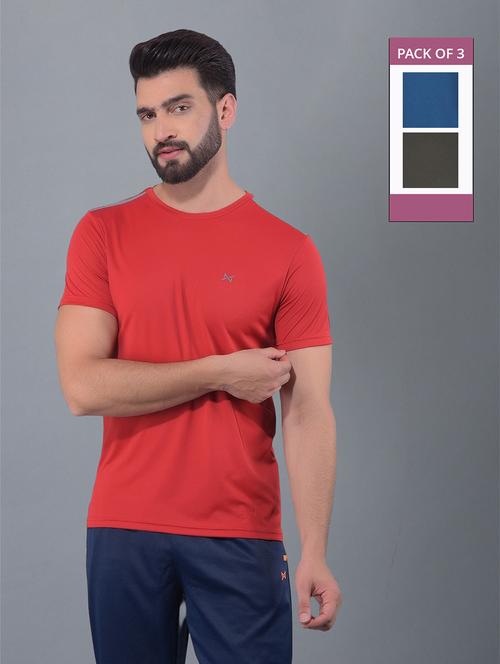 men pack of 3 solid regular fit short sleeves sports t-shirts - 21578261 - Very Small Image - 1