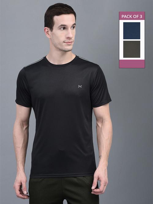 men pack of 3 solid regular fit short sleeves sports t-shirts - 21578262 - Very Small Image - 1