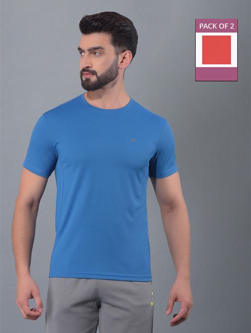 men pack of 2 solid regular fit short sleeves sports t-shirts - 21578276 - Very Small Image - 1