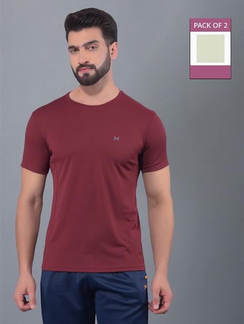 men pack of 2 solid regular fit short sleeves sports t-shirts - 21578279 - Very Small Image - 1