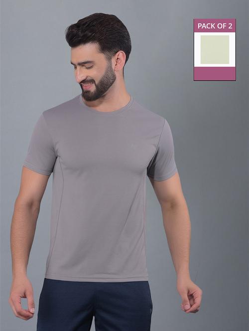 men pack of 2 solid regular fit short sleeves sports t-shirts - 21578281 - Very Small Image - 1