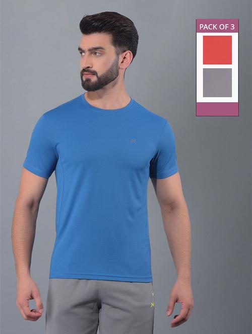 men pack of 3 solid regular fit short sleeves sports t-shirts - 21578282 - Very Small Image - 1