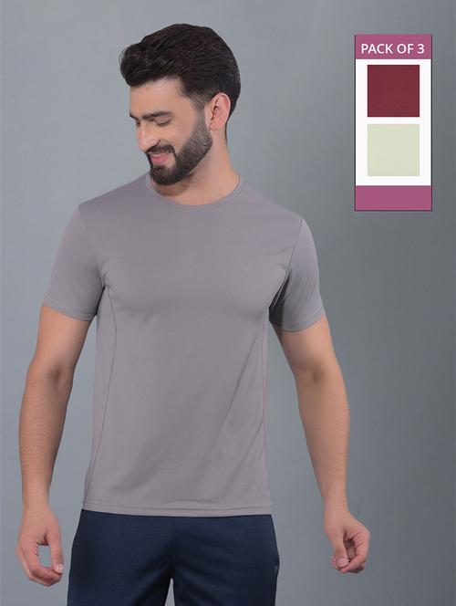 men pack of 3 solid regular fit short sleeves sports t-shirts - 21578283 - Very Small Image - 1