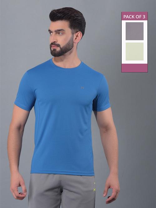 men pack of 3 solid regular fit short sleeves sports t-shirts - 21578284 - Very Small Image - 1