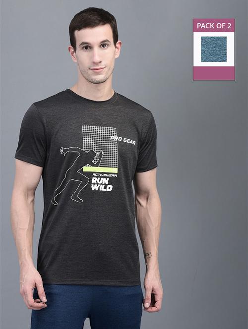 men pack of 2 front printed regular fit short sleeves sports t-shirts - 21578330 - Very Small Image - 1