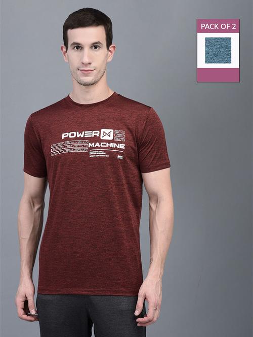 men pack of 2 front printed regular fit short sleeves sports t-shirts - 21578331 - Very Small Image - 1
