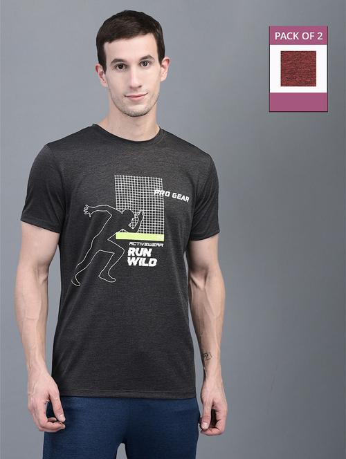 men pack of 2 front printed regular fit short sleeves sports t-shirts - 21578332 - Very Small Image - 1