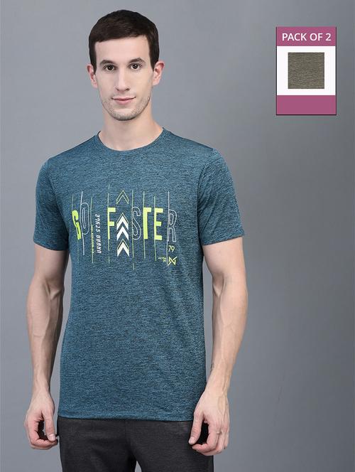 men pack of 2 front printed regular fit short sleeves sports t-shirts - 21578334 - Very Small Image - 1