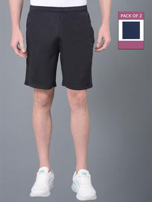 men pack of 2 solid regular fit shorts - 21578354 - Very Small Image - 1