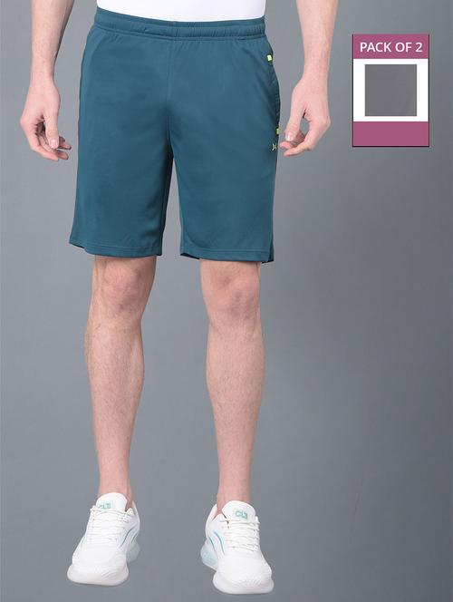 men pack of 2 solid regular fit shorts - 21578356 - Very Small Image - 1