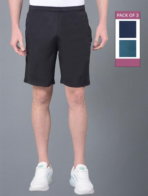 men pack of 3 solid regular fit shorts - 21578357 - Very Small Image - 1