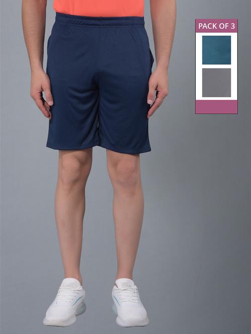 men pack of 3 solid regular fit shorts - 21578358 - Very Small Image - 1