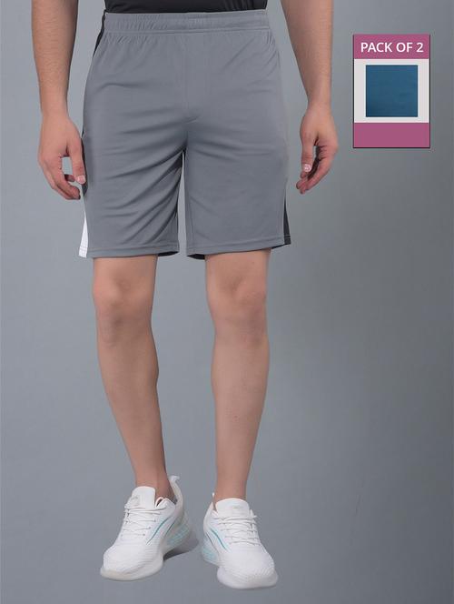 men pack of 2 solid regular fit shorts - 21578365 - Very Small Image - 1