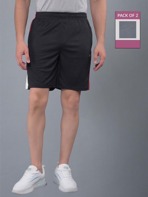 men pack of 2 solid regular fit shorts - 21578368 - Very Small Image - 1