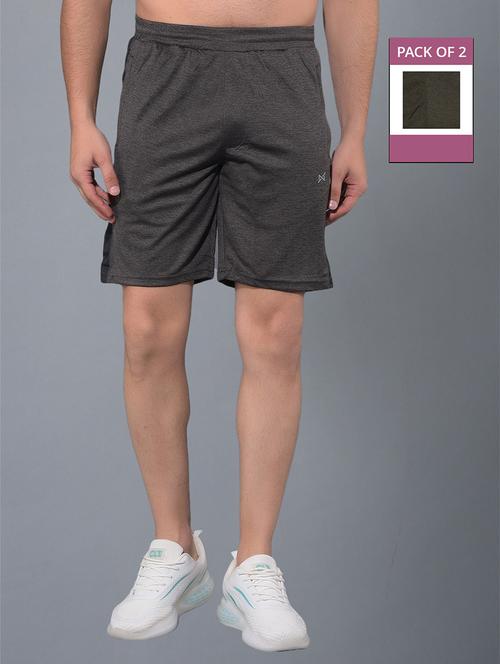 men pack of 2 solid regular fit shorts - 21578373 - Very Small Image - 1