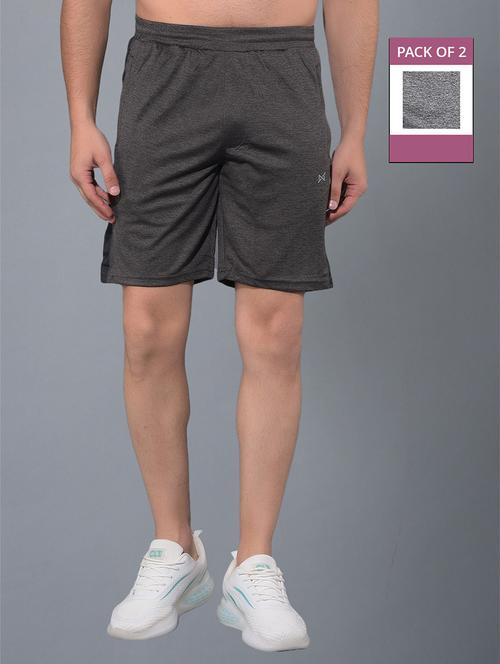 men pack of 2 solid regular fit shorts - 21578376 - Very Small Image - 1