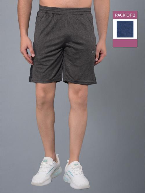 men pack of 2 solid regular fit shorts - 21578377 - Very Small Image - 1