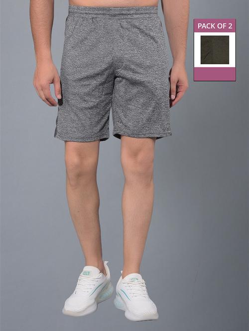 men pack of 2 solid regular fit shorts - 21578378 - Very Small Image - 1