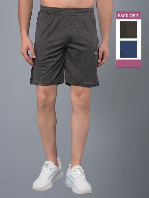 men pack of 3 solid regular fit shorts - 21578379 - Very Small Image - 1