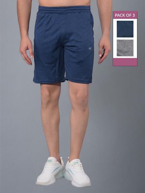 men pack of 3 solid regular fit shorts - 21578380 - Very Small Image - 1