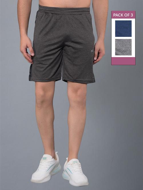 men pack of 3 solid regular fit shorts - 21578381 - Very Small Image - 1