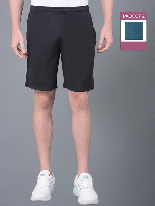 men pack of 2 solid regular fit shorts - 21578385 - Very Small Image - 1