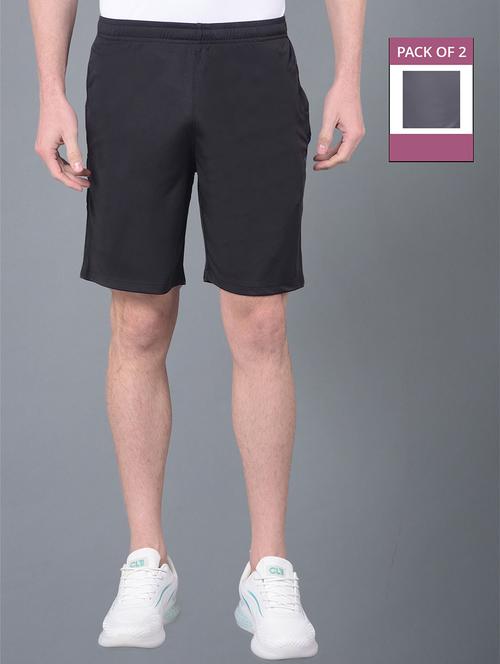 men pack of 2 solid regular fit shorts - 21578387 - Very Small Image - 1