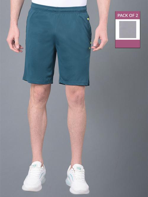 men pack of 2 solid regular fit shorts - 21578388 - Very Small Image - 1