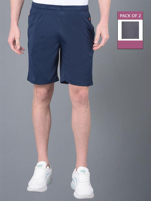 men pack of 2 solid regular fit shorts - 21578389 - Very Small Image - 1