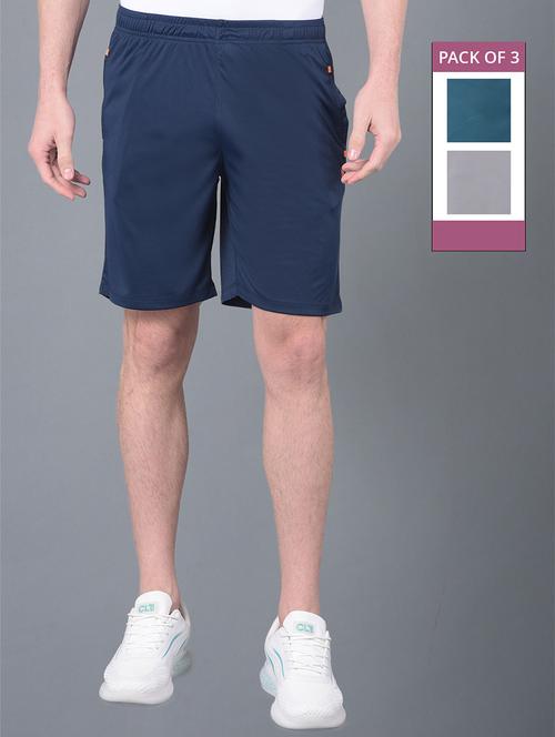 men pack of 3 solid regular fit shorts - 21578391 - Very Small Image - 1