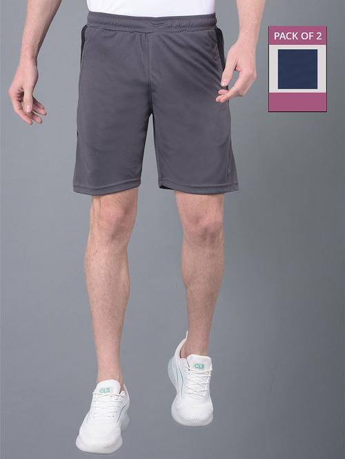 men pack of 2 solid regular fit shorts - 21578408 - Very Small Image - 1