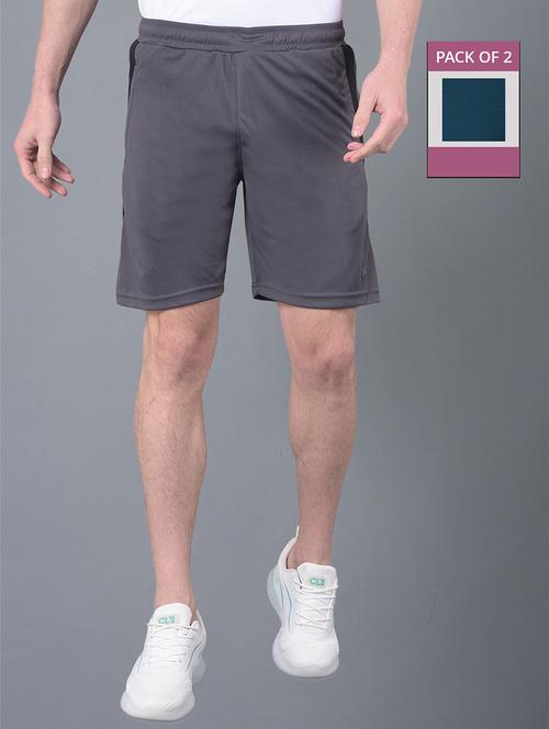 men pack of 2 solid regular fit shorts - 21578409 - Very Small Image - 1