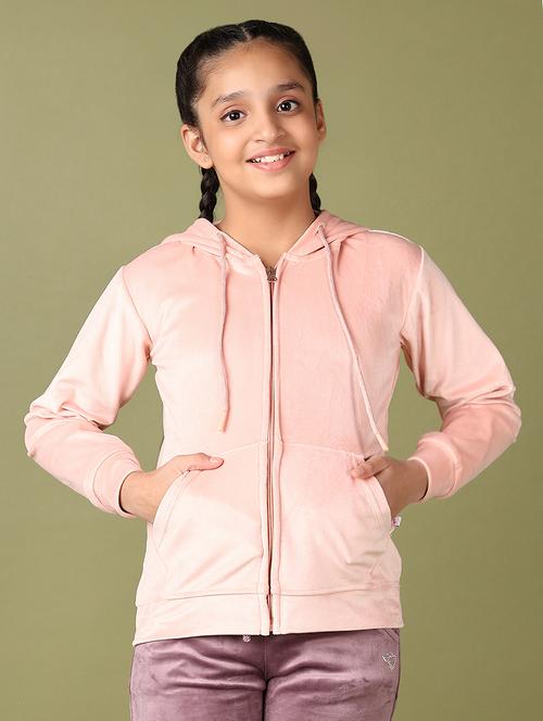 girls peach solid long sleeve sweatshirts - 21578462 - Very Small Image - 1