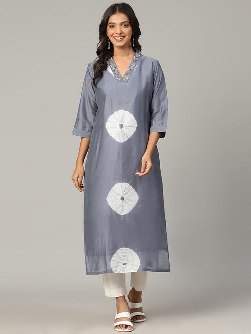 women tie & dye three quarter sleeve a-line kurta - 21579539 - Very Small Image - 1