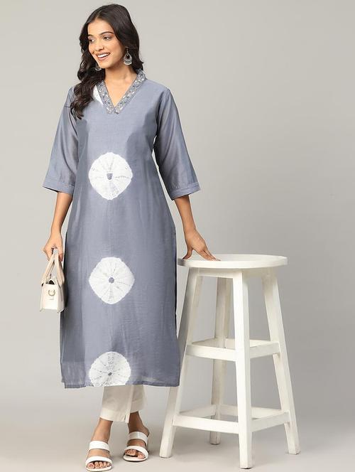 women tie & dye three quarter sleeve a-line kurta - 21579539 - Very Small Image - 1