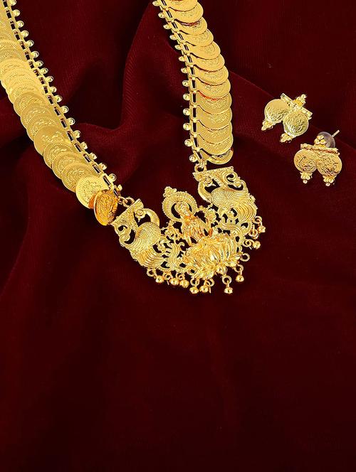 women gold brass long necklace set - 21579868 - Very Small Image - 1