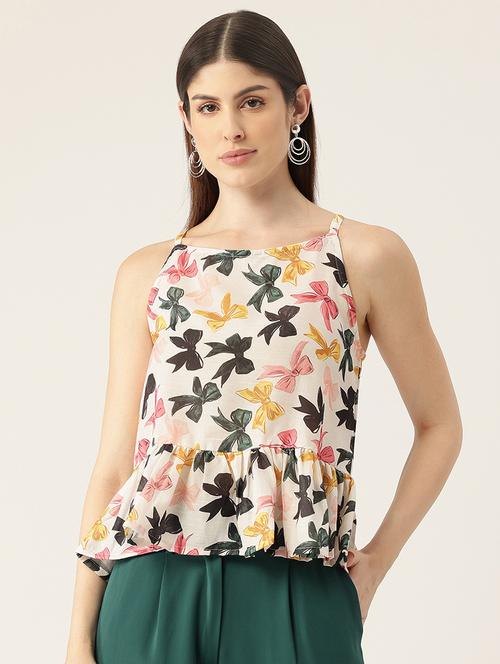 women printed sleeveless peplum top - 21579973 - Very Small Image - 1