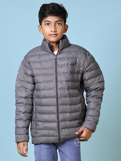 boys solid long sleeve quilted jacket - 21580105 - Very Small Image - 1