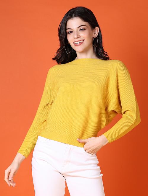 women mustard solid long sleeve pullover - 21580300 - Very Small Image - 1