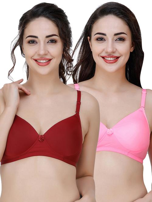 women pack of 2 solid t-shirt bra combo - 21580468 - Very Small Image - 1