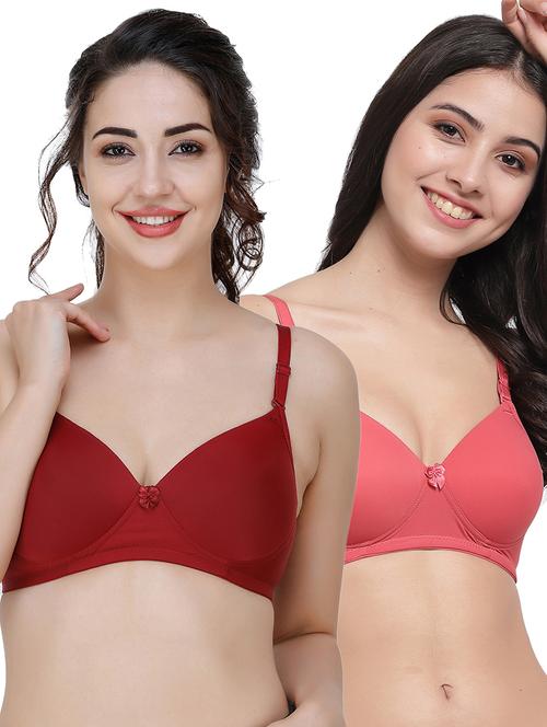 women pack of 2 solid t-shirt bra combo - 21580481 - Very Small Image - 1