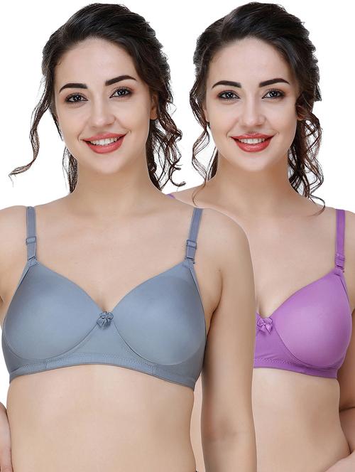 women pack of 2 solid t-shirt bra combo - 21580492 - Very Small Image - 1