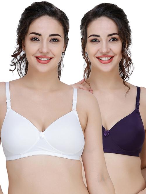 women pack of 2 solid t-shirt bra combo - 21580557 - Very Small Image - 1