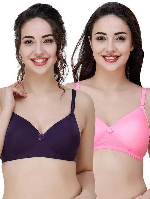 women pack of 2 solid t-shirt bra combo - 21580609 - Very Small Image - 1