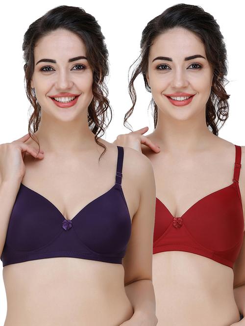 women pack of 2 solid t-shirt bra combo - 21580611 - Very Small Image - 1