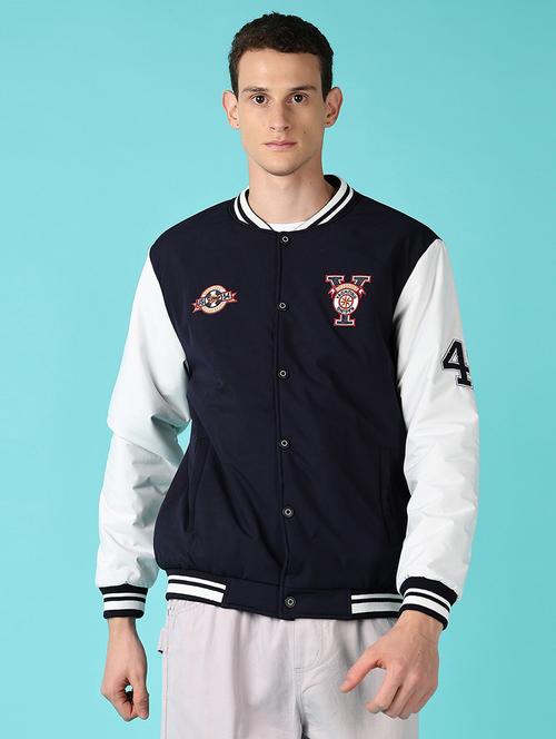 men color block long sleeve varsity jacket - 21580887 - Very Small Image - 1