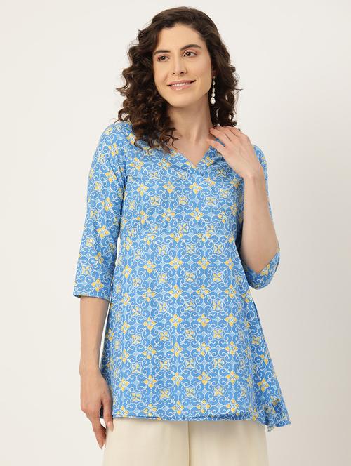 women three quarter sleeve angrakha kurti - 21581218 - Very Small Image - 1