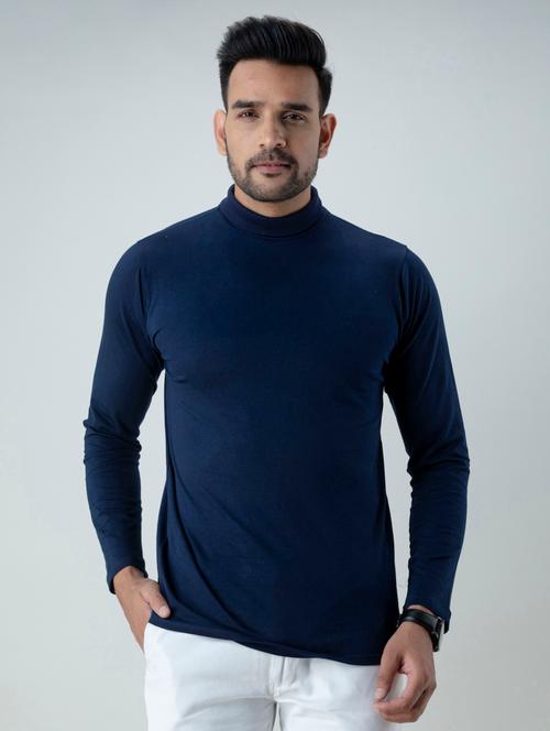 men slim fit plain turtle neck long sleeves t-shirt - 21581449 - Very Small Image - 1