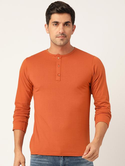 men slim fit plain henley neck long sleeves t-shirt - 21581455 - Very Small Image - 1
